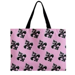 French France Fleur De Lys Metal Pattern Black And White Antique Vintage Pink And Black Rocker Zipper Mini Tote Bag by Quebec