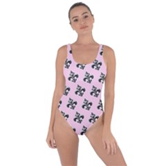 French France Fleur De Lys Metal Pattern Black And White Antique Vintage Pink And Black Rocker Bring Sexy Back Swimsuit by Quebec