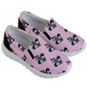 French France Fleur De Lys Metal Pattern black and white antique vintage pink and black rocker Kids Lightweight Slip Ons View3