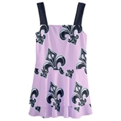 French France Fleur De Lys Metal Pattern black and white antique vintage pink and black rocker Kids  Layered Skirt Swimsuit