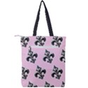 French France Fleur De Lys Metal Pattern black and white antique vintage pink and black rocker Double Zip Up Tote Bag View2