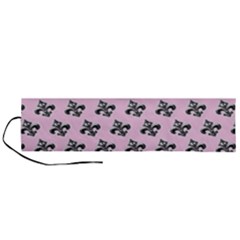 French France Fleur De Lys Metal Pattern Black And White Antique Vintage Pink And Black Rocker Roll Up Canvas Pencil Holder (l) by Quebec