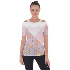 Abstrait Triangles Rose Shoulder Cut Out Short Sleeve Top by kcreatif