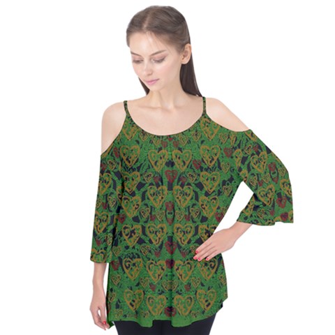 Love The Hearts On Green Flutter Tees by pepitasart