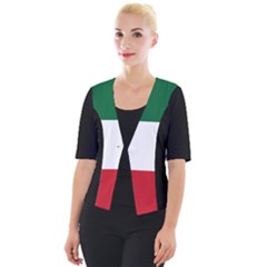 Flag Patriote Quebec Patriot Red Green White Modern French Canadian Separatism Black Background Cropped Button Cardigan by Quebec