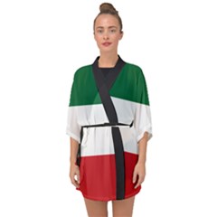 Flag Patriote Quebec Patriot Red Green White Modern French Canadian Separatism Black Background Half Sleeve Chiffon Kimono by Quebec