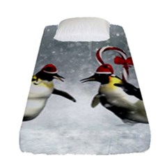 Funny Penguin In A Winter Landscape Fitted Sheet (single Size) by FantasyWorld7