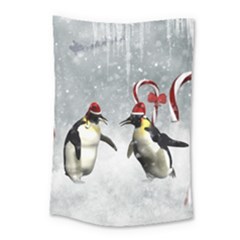 Funny Penguin In A Winter Landscape Small Tapestry