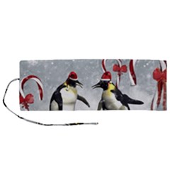 Funny Penguin In A Winter Landscape Roll Up Canvas Pencil Holder (m) by FantasyWorld7