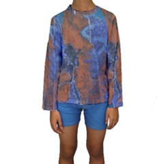 Grunge Colorful Abstract Texture Print Kids  Long Sleeve Swimwear