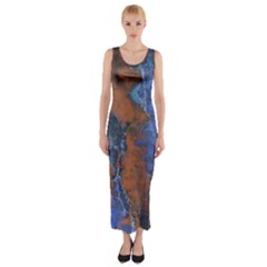 Grunge Colorful Abstract Texture Print Fitted Maxi Dress