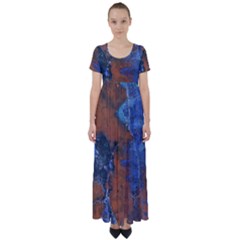 Grunge Colorful Abstract Texture Print High Waist Short Sleeve Maxi Dress