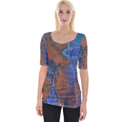 Grunge Colorful Abstract Texture Print Wide Neckline Tee