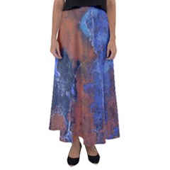 Grunge Colorful Abstract Texture Print Flared Maxi Skirt