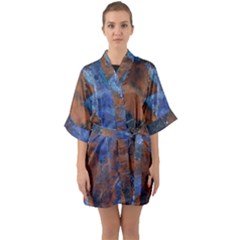 Grunge Colorful Abstract Texture Print Half Sleeve Satin Kimono 