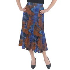 Grunge Colorful Abstract Texture Print Midi Mermaid Skirt