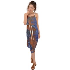 Grunge Colorful Abstract Texture Print Waist Tie Cover Up Chiffon Dress