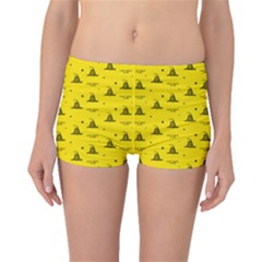 Gadsden Flag Don t Tread On Me Yellow And Black Pattern With American Stars Boyleg Bikini Bottoms by snek