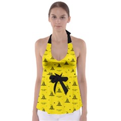 Gadsden Flag Don t Tread On Me Yellow And Black Pattern With American Stars Babydoll Tankini Top