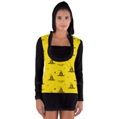 Gadsden Flag Don t Tread On Me Yellow And Black Pattern With American Stars Long Sleeve Hooded T-shirt by snek