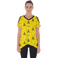 Gadsden Flag Don t Tread On Me Yellow And Black Pattern With American Stars Cut Out Side Drop Tee