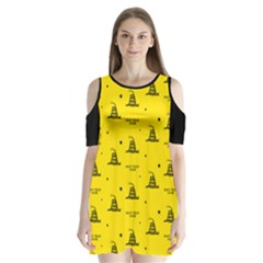 Gadsden Flag Don t Tread On Me Yellow And Black Pattern With American Stars Shoulder Cutout Velvet One Piece