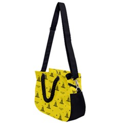 Gadsden Flag Don t Tread On Me Yellow And Black Pattern With American Stars Rope Handles Shoulder Strap Bag by snek