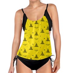 Gadsden Flag Don t Tread On Me Yellow And Black Pattern With American Stars Tankini Set