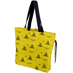 Gadsden Flag Don t Tread On Me Yellow And Black Pattern With American Stars Drawstring Tote Bag by snek