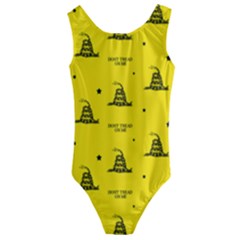 Gadsden Flag Don t Tread On Me Yellow And Black Pattern With American Stars Kids  Cut-out Back One Piece Swimsuit