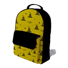 Gadsden Flag Don t Tread On Me Yellow And Black Pattern With American Stars Flap Pocket Backpack (large)