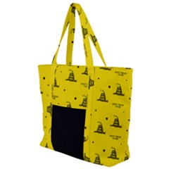 Gadsden Flag Don t Tread On Me Yellow And Black Pattern With American Stars Zip Up Canvas Bag