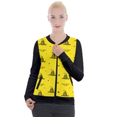 Gadsden Flag Don t Tread On Me Yellow And Black Pattern With American Stars Casual Zip Up Jacket