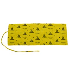 Gadsden Flag Don t Tread On Me Yellow And Black Pattern With American Stars Roll Up Canvas Pencil Holder (s) by snek