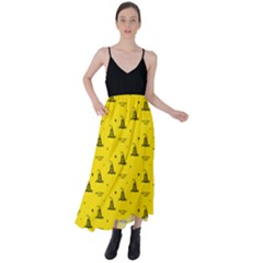 Gadsden Flag Don t Tread On Me Yellow And Black Pattern With American Stars Tie Back Maxi Dress