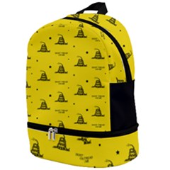 Gadsden Flag Don t Tread On Me Yellow And Black Pattern With American Stars Zip Bottom Backpack