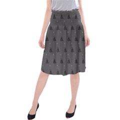 Gadsden Flag Don t Tread On Me Black And Gray Snake And Metal Gothic Crosses Midi Beach Skirt by snek