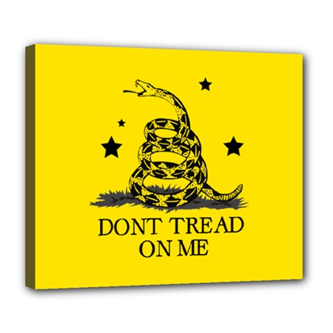 Gadsden Flag Don t Tread On Me Yellow And Black Pattern With American Stars Deluxe Canvas 24  X 20  (stretched) by snek