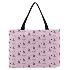 Gadsden Flag Don t Tread On Me Light Pink And Black Pattern With American Stars Zipper Medium Tote Bag by snek