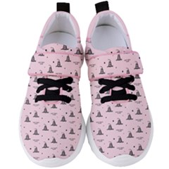 Gadsden Flag Don t tread on me Light Pink and Black Pattern with american stars Women s Velcro Strap Shoes