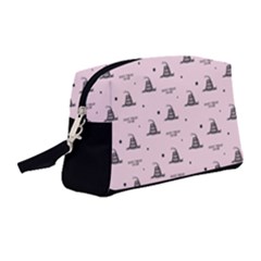 Gadsden Flag Don t Tread On Me Light Pink And Black Pattern With American Stars Wristlet Pouch Bag (medium) by snek