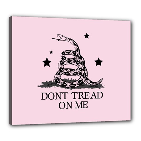 Gadsden Flag Don t Tread On Me Light Pink And Black Pattern With American Stars Canvas 24  X 20  (stretched) by snek