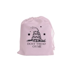 Gadsden Flag Don t Tread On Me Light Pink And Black Pattern With American Stars Drawstring Pouch (medium) by snek