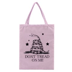 Gadsden Flag Don t Tread On Me Light Pink And Black Pattern With American Stars Classic Tote Bag by snek