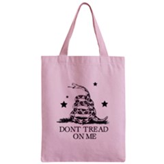 Gadsden Flag Don t Tread On Me Light Pink And Black Pattern With American Stars Zipper Classic Tote Bag by snek