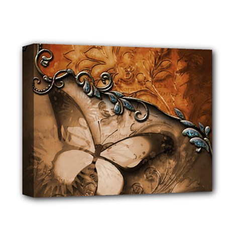 Wonderful Floral Design With Butterflies Deluxe Canvas 14  X 11  (stretched) by FantasyWorld7