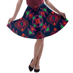 Rhombus Squares And Triangle                                                  A-line Skirt by LalyLauraFLM
