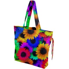Colorful Sunflowers                                                 Drawstring Tote Bag by LalyLauraFLM