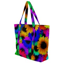 Colorful Sunflowers                                               Zip Up Canvas Bag by LalyLauraFLM