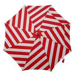 Candy Cane Red White Line Stripes Pattern Peppermint Christmas Delicious Design Hook Handle Umbrellas (large) by genx